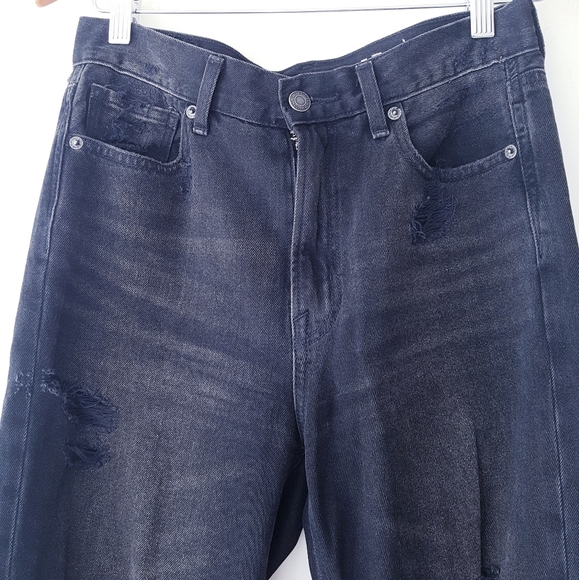 AMERICAN EAGLE Black Distressed + Torn Mom Denim Jeans - Picture 2 of 11